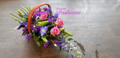 Rose & Delphinium Basket BSK03