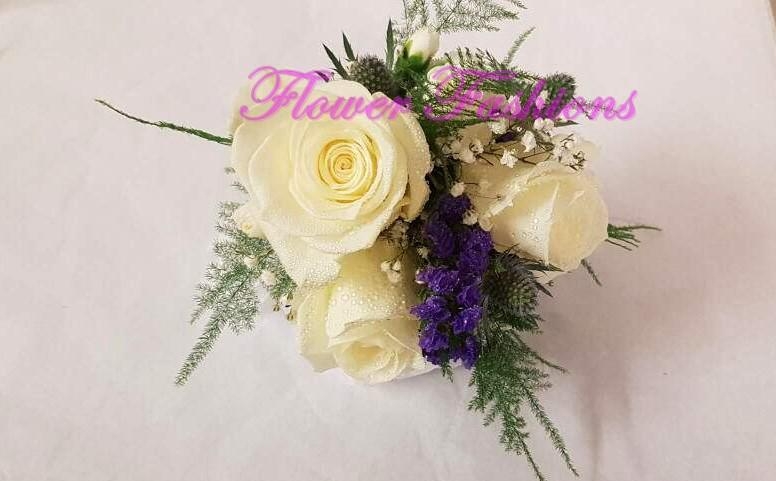 Purple & White Hand Posy HP01