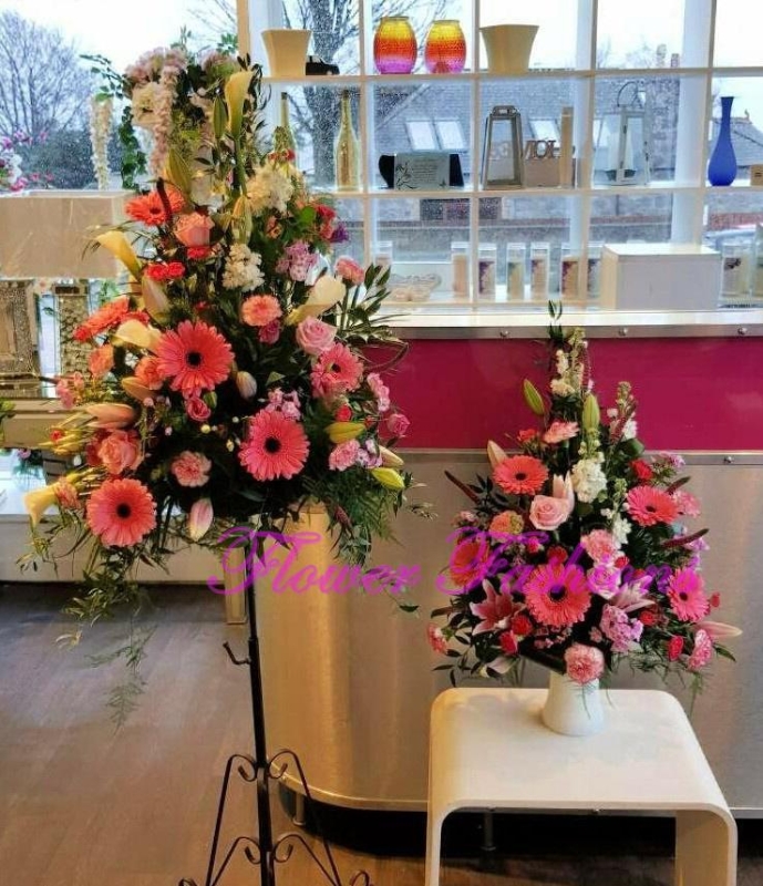 Pink Pedestal & Service Arrangement